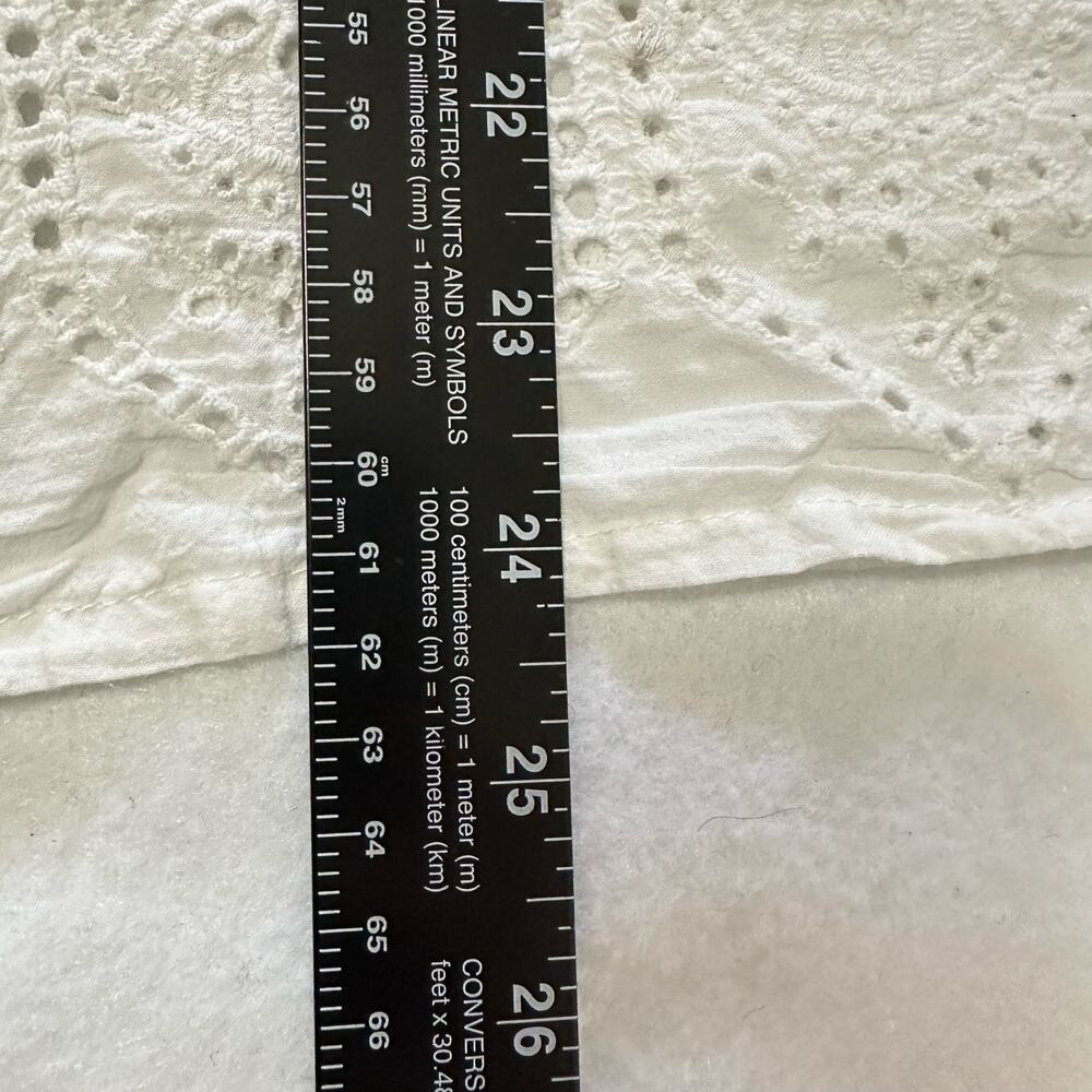 Garnet Hill Eyelet Lace Boho Peasant Blouse Top White Long Sleeves Size Large - Picture 7 of 7